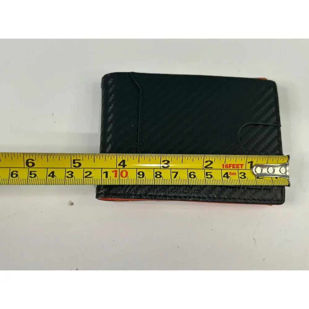 RUNBOX Wallet for Men With Money Clip Orange/Black EUC